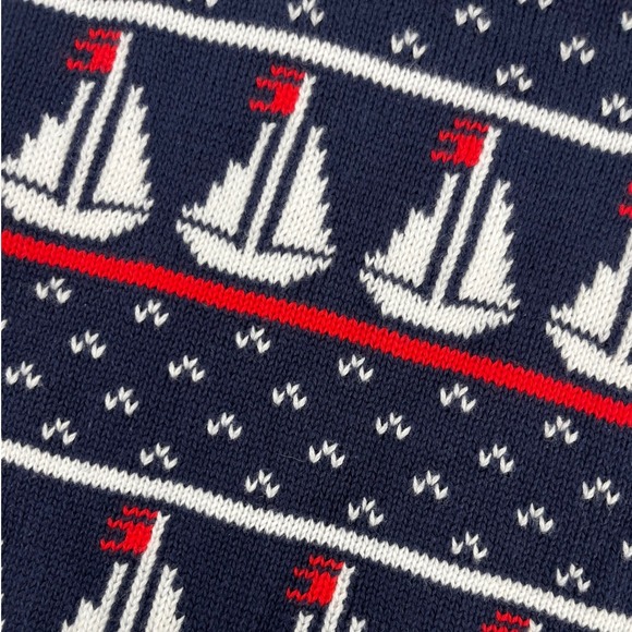 Janie and Jack Sweater Navy Blue Sailboat Intarsia Nautical Kids Size 8 - Picture 3 of 7